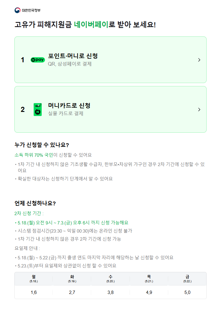 고유가 피해지원금 네이버페이 신청 해보자